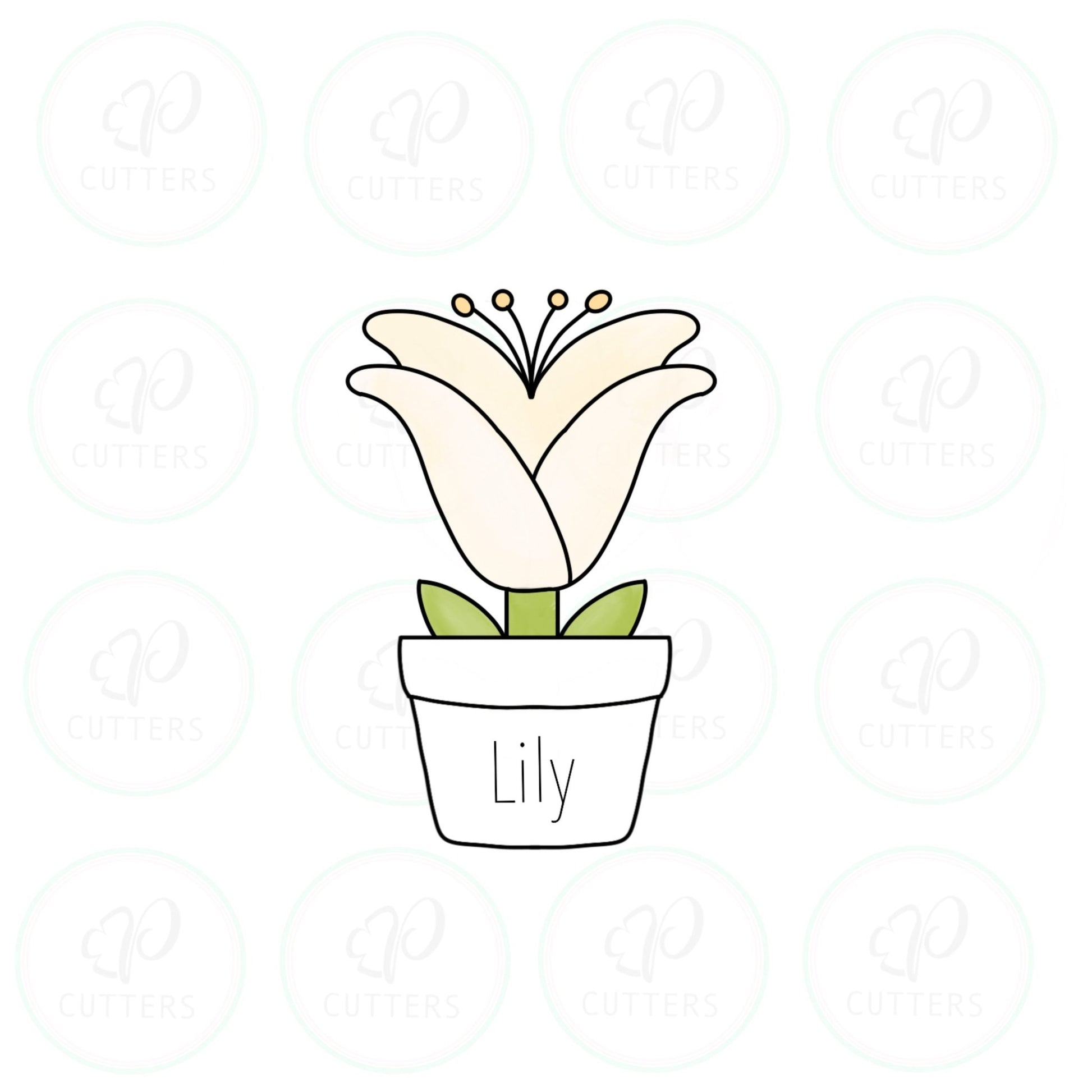 Lily Flower in a Pot Cookie Cutter - Periwinkles Cutters