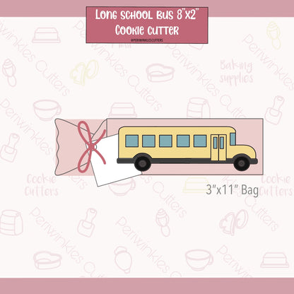 Long School Bus Cookie Cutter - Periwinkles Cutters