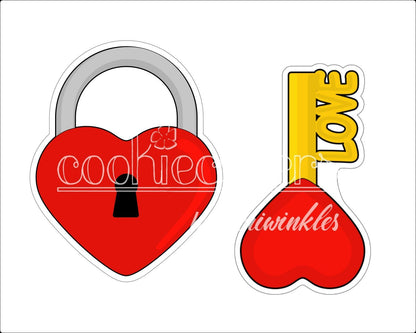 Love Lock Heart and Key Cookie Cutter - Periwinkles Cutters