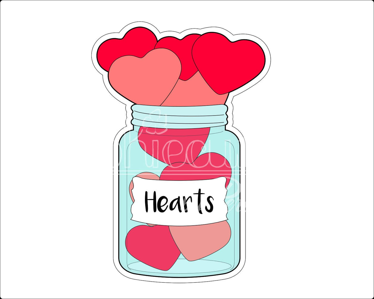 Mason Jar Filled with Hearts Cookie Cutter - Periwinkles Cutters
