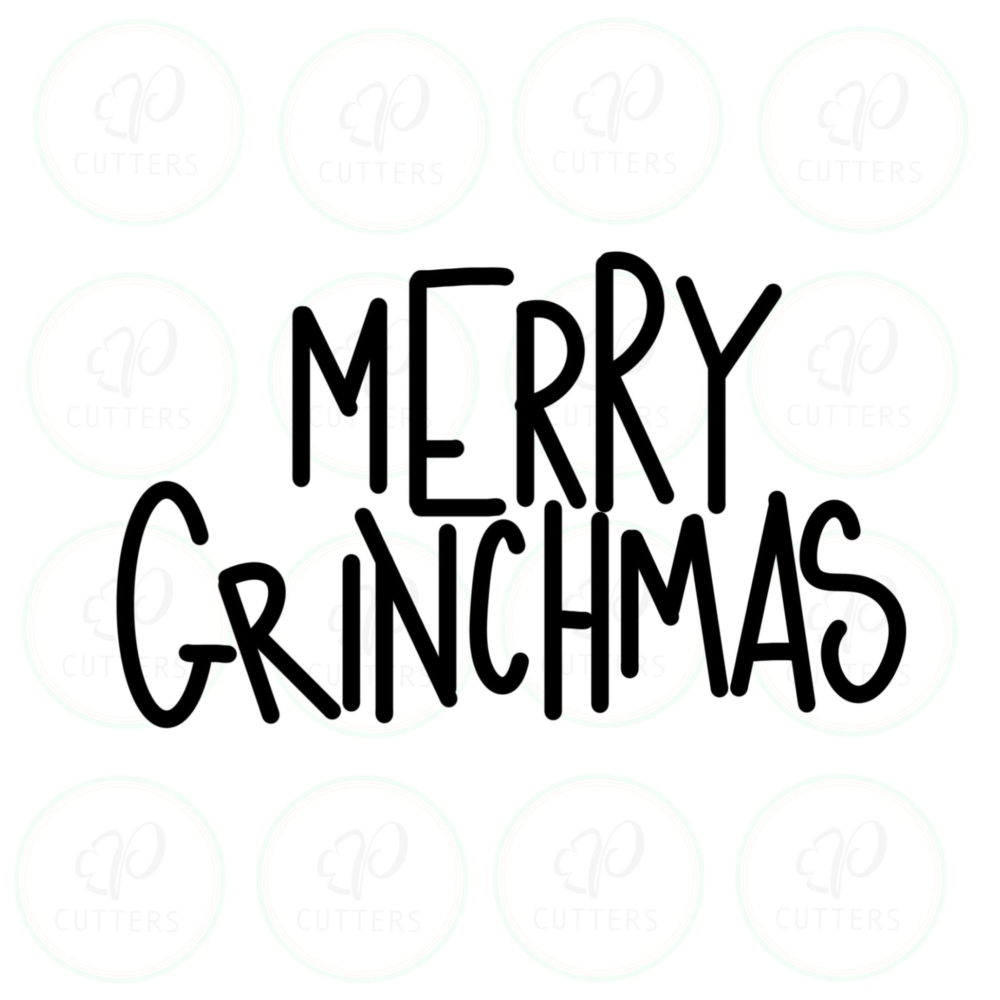 Merry Grinchmas Lettering Plaque Cookie Cutter - Periwinkles Cutters