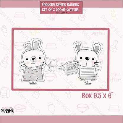 Modern Spring Bunny Set of 2 Cookie Cutters - Periwinkles Cutters