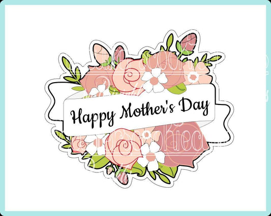 Mother Day Floral Banner Cookie Cutter - Periwinkles Cutters
