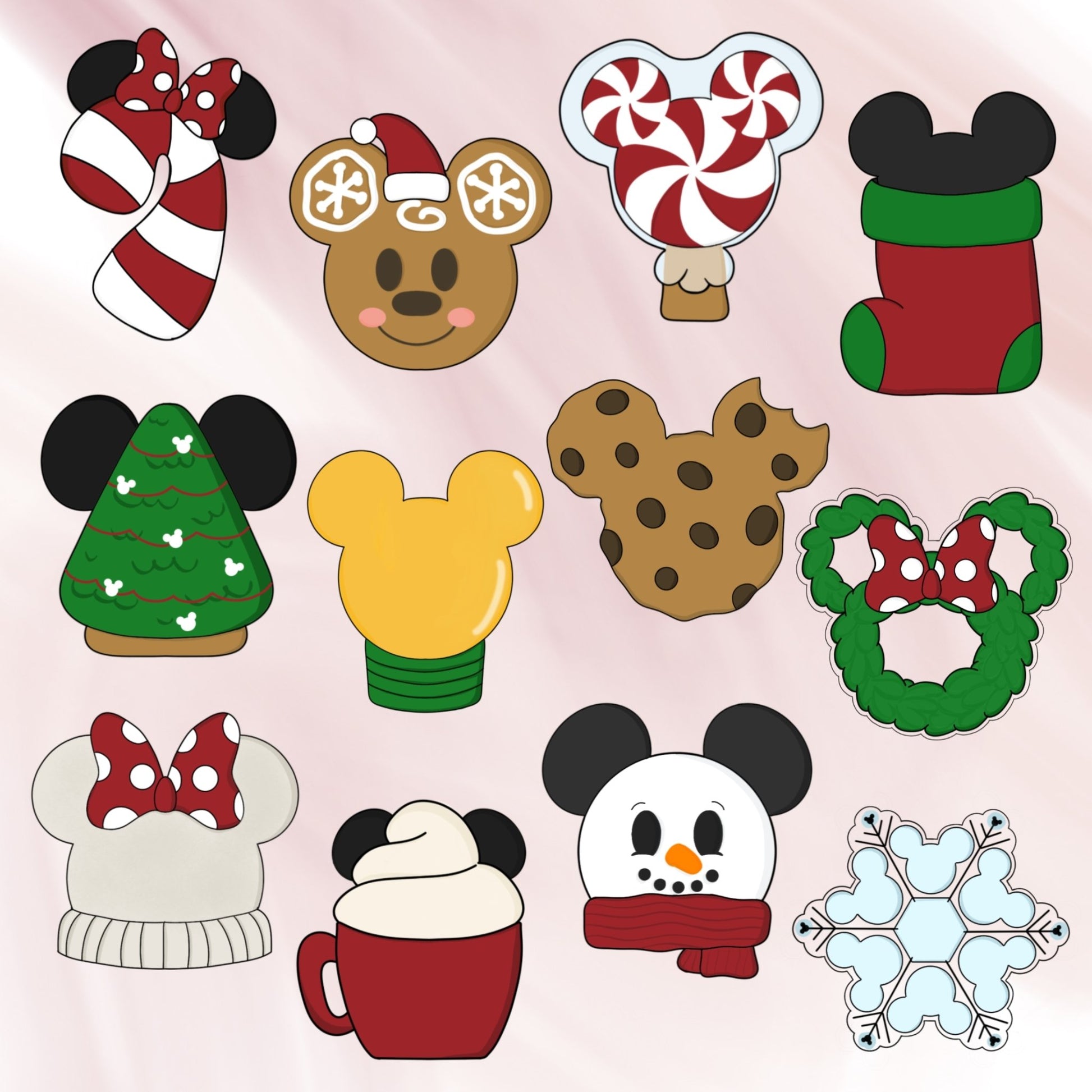 Mouse Ears Christmas 12 Cookie Cutter Set - Periwinkles Cutters