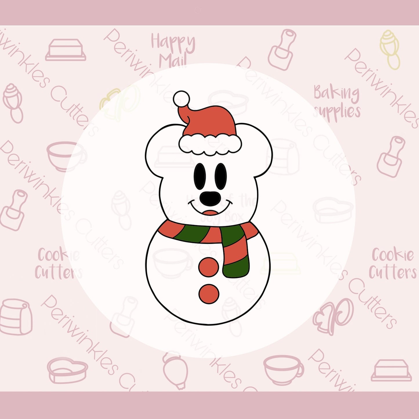 Mouse Ears Snowman Cookie Cutter - Periwinkles Cutters
