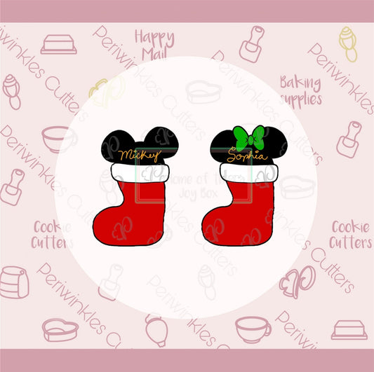 Mouse Ears Stocking Cookie Cutter - Periwinkles Cutters