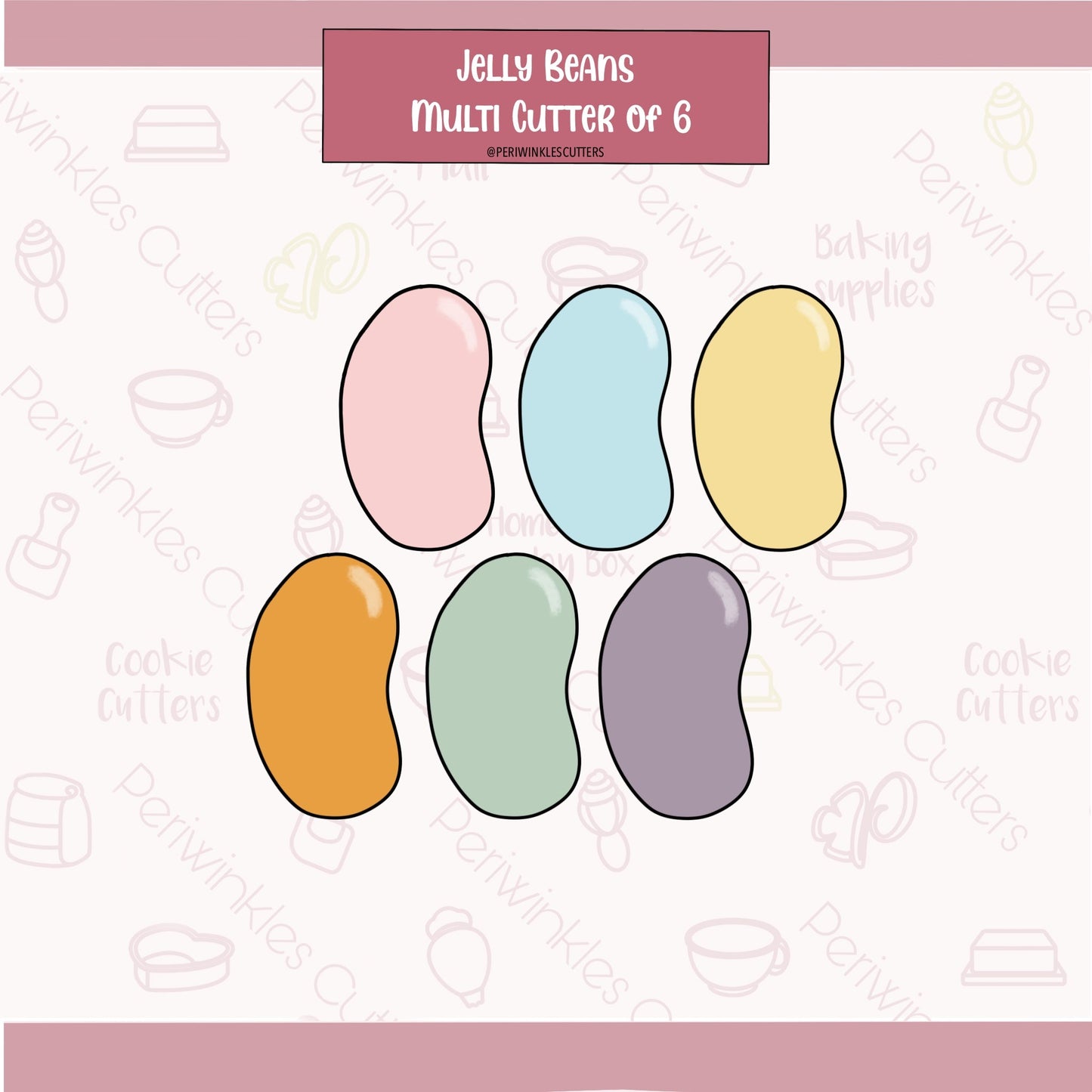 Multi Jelly Beans 6 in 1 Cookie Cutter - Periwinkles Cutters