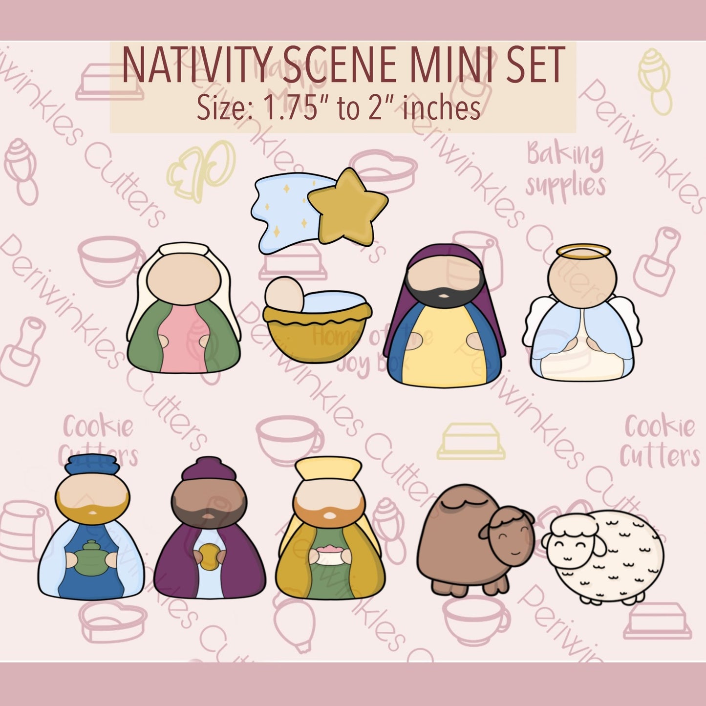 Nativity Scene Set of 10 Mini Cookie Cutters - Periwinkles Cutters