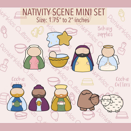 Nativity Scene Set of 10 Mini Cookie Cutters - Periwinkles Cutters