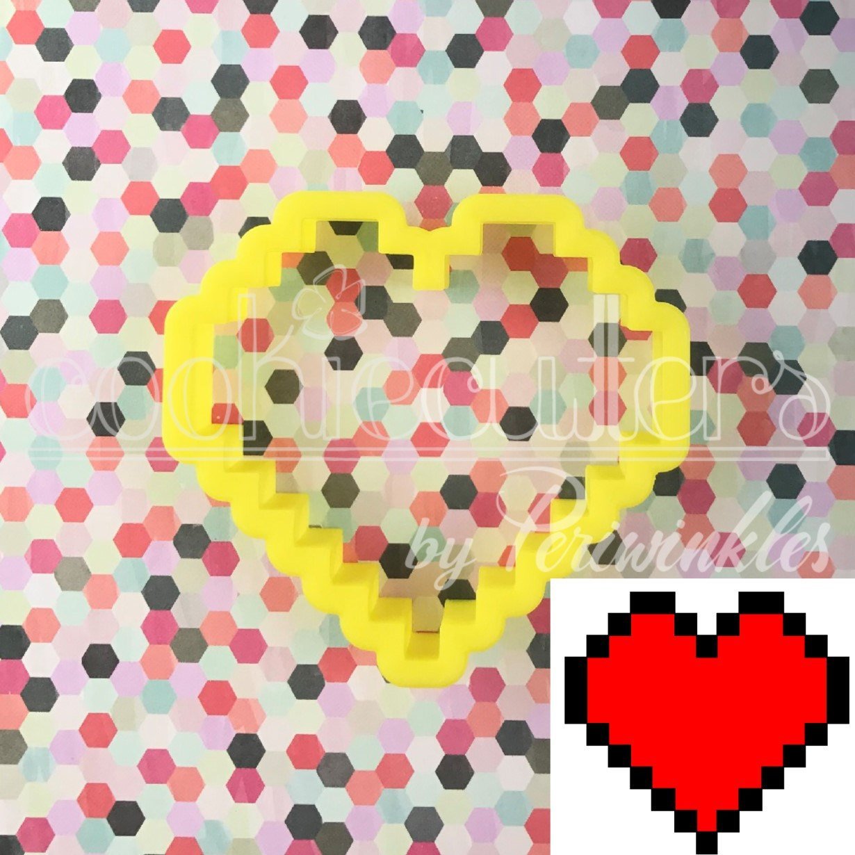 Pixelated Heart Cookie Cutter - Periwinkles Cutters