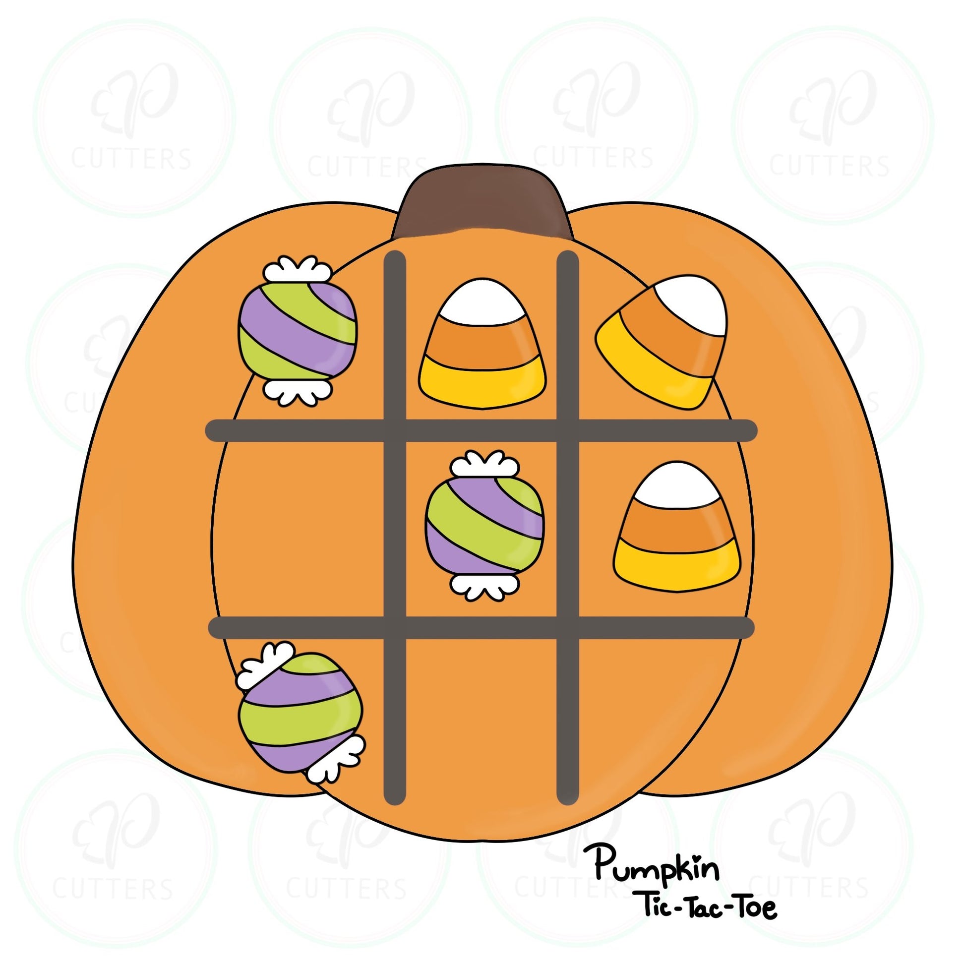 Pumpkin Tic Tac Toe - Candy Corn and Caramel Cookie Cutter - Periwinkles Cutters