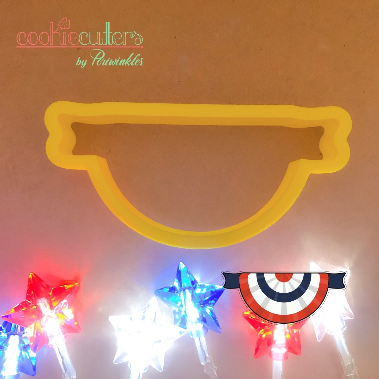 Round Flag Banner Cookie Cutter - Periwinkles Cutters
