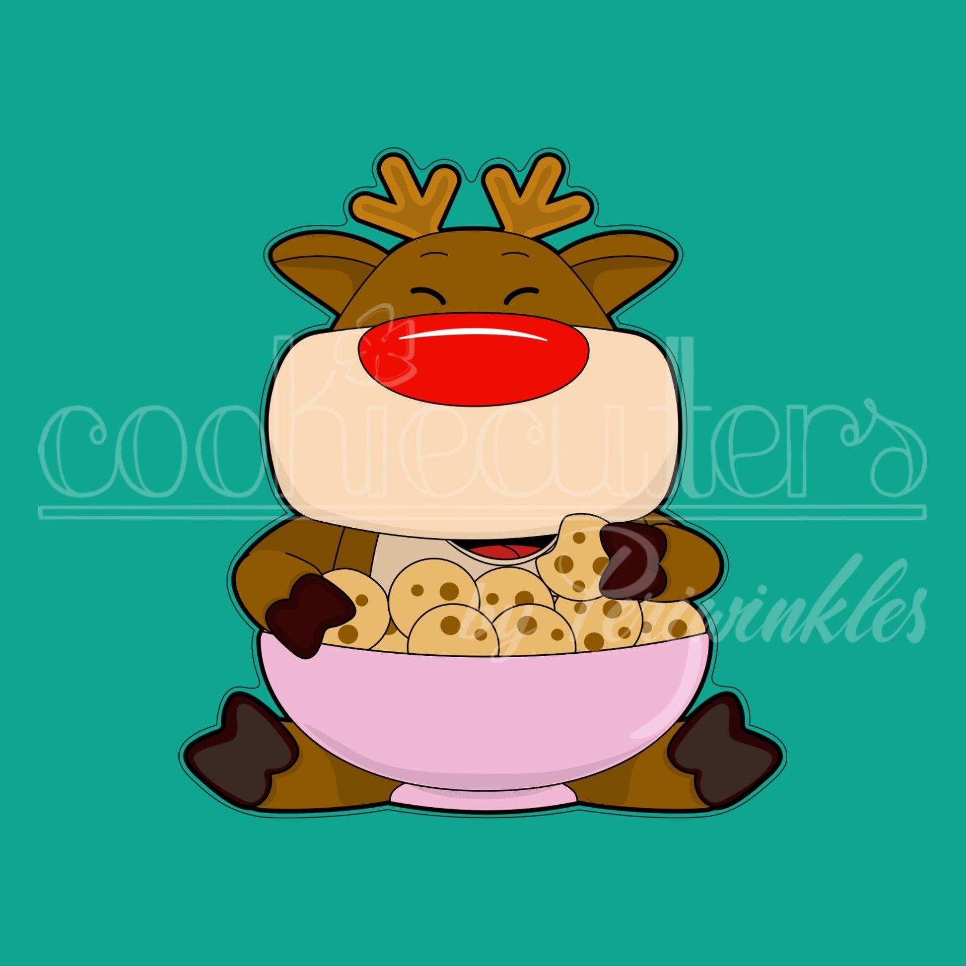 Rudolph Eating Cookies Cookie Cutter - Periwinkles Cutters