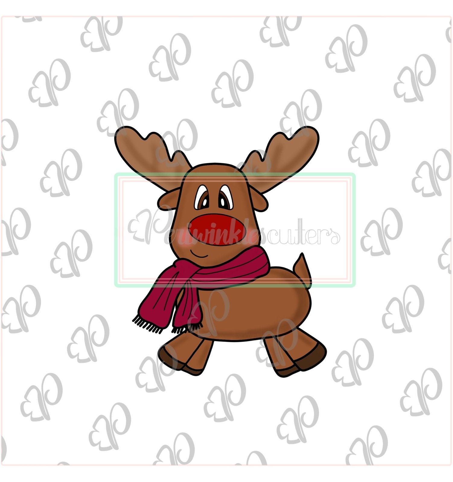 Rudolph Reindeer with Scarf Cookie Cutter - Periwinkles Cutters