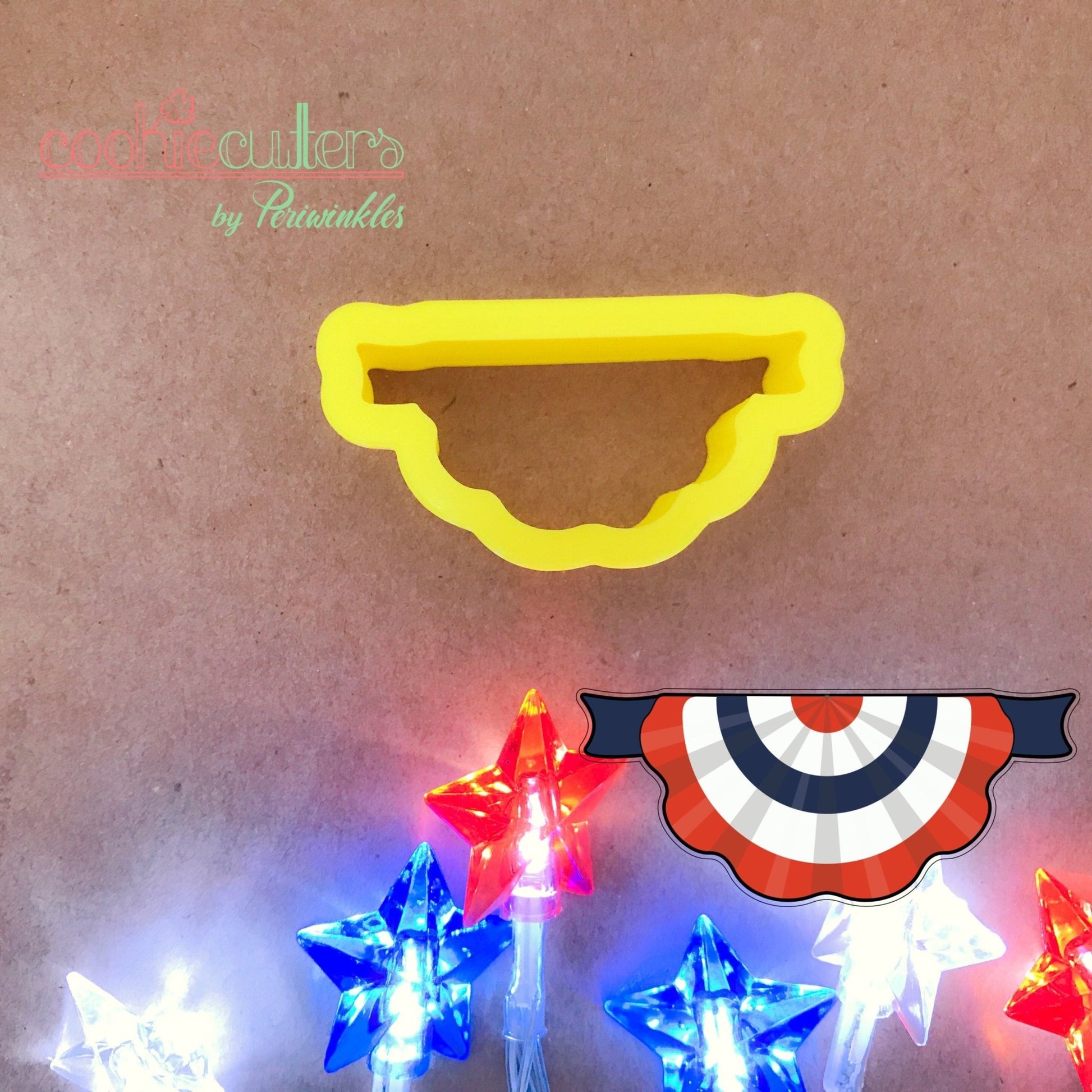 Scallop Round Flag Banner Cookie Cutter - Periwinkles Cutters
