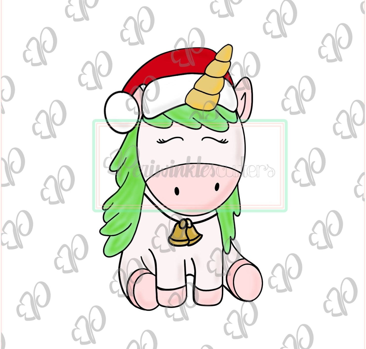 Shine Unicorn with Santa's Hat - Periwinkles Cutters