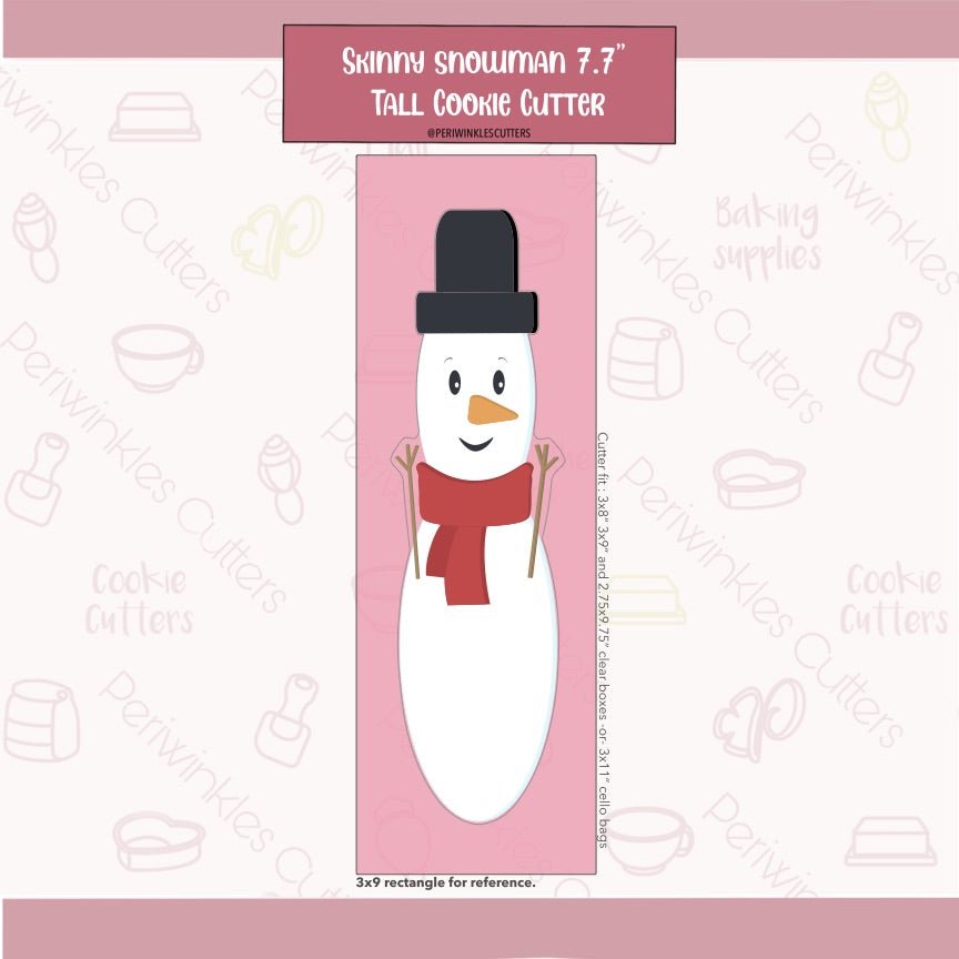Skinny Snowman Cookie Cutter - Periwinkles Cutters Cookie Cutter