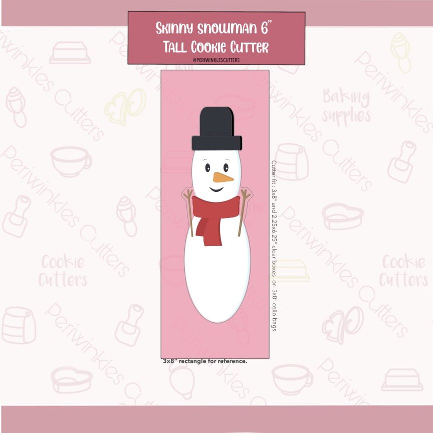 Skinny Snowman Cookie Cutter - Periwinkles Cutters Cookie Cutter
