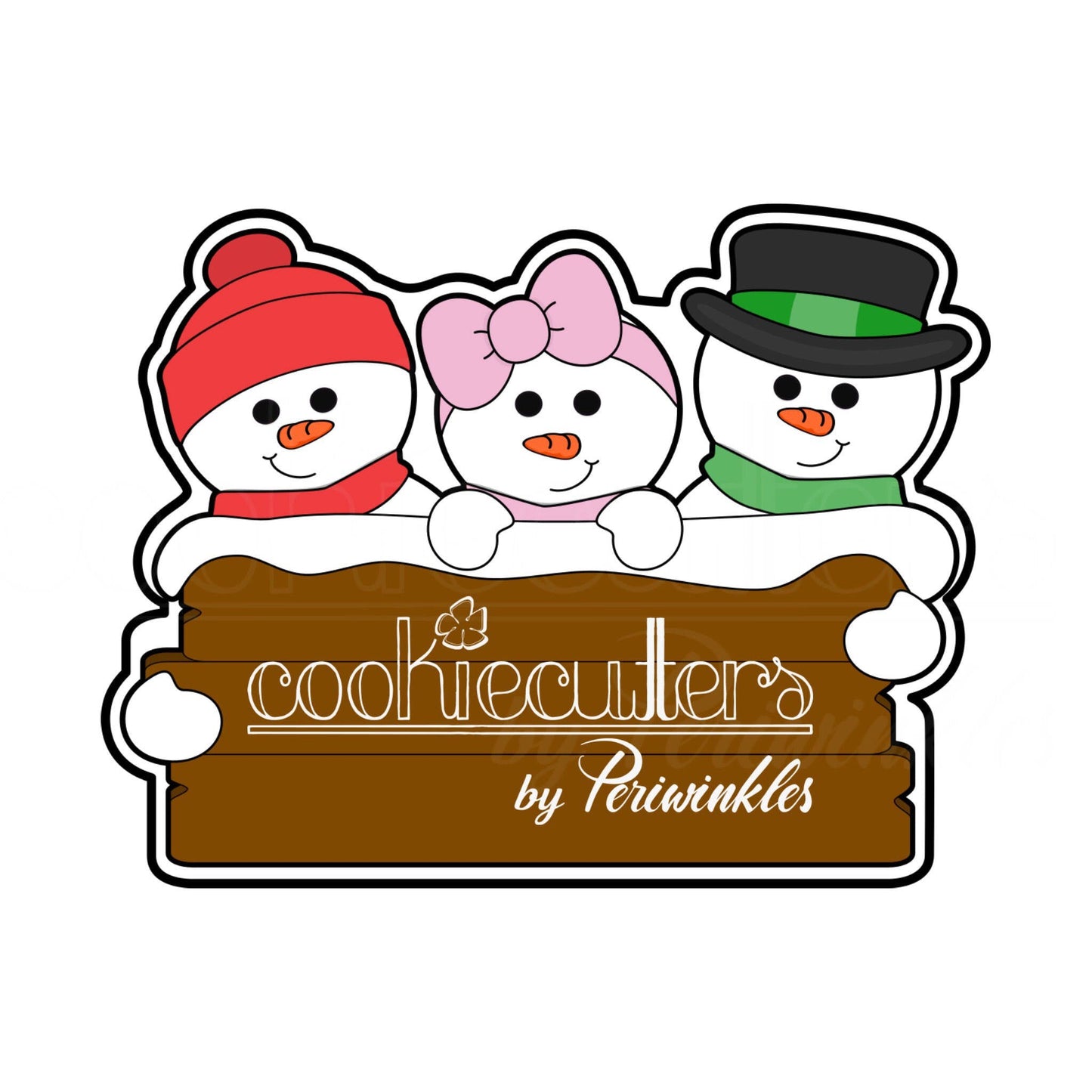 Snowman Family Plaque Cookie Cutter - Periwinkles Cutters