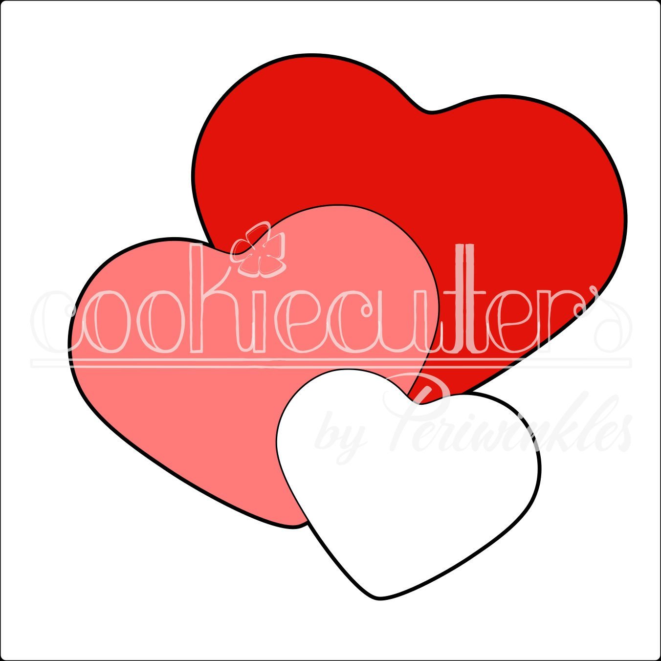 Stack of Hearts Cookie Cutter - Periwinkles Cutters