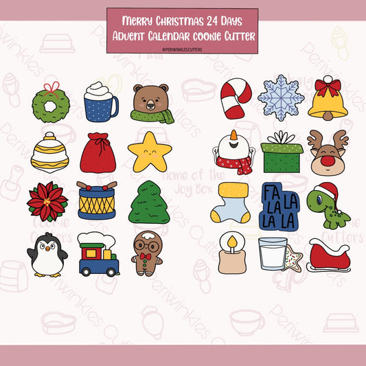 STL Files Merry Christmas 24 Mini Advent Calendar - Periwinkles Cutters