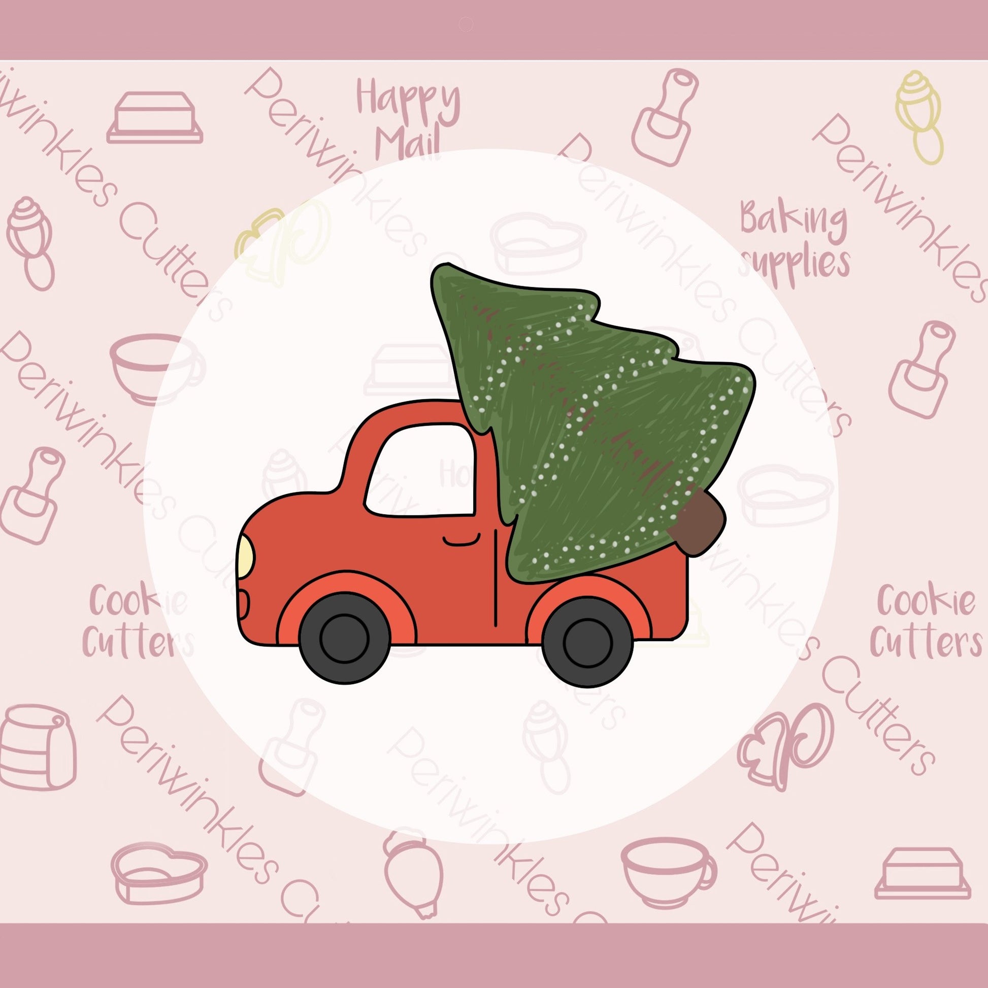 Truck carrying a Christmas Tree Cookie Cutter - Periwinkles Cutters