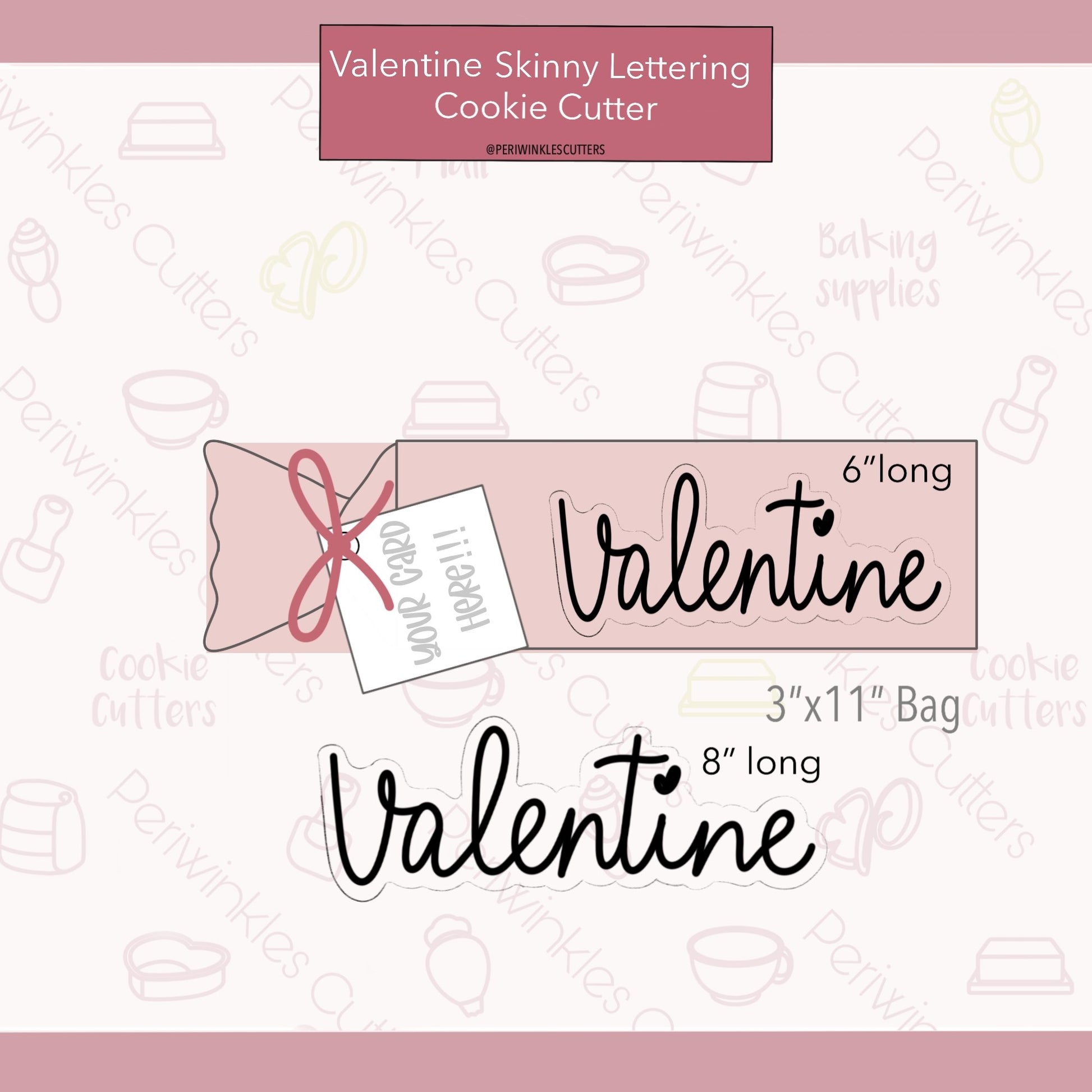 Valentine Skinny Lettering Cookie Cutter - Periwinkles Cutters