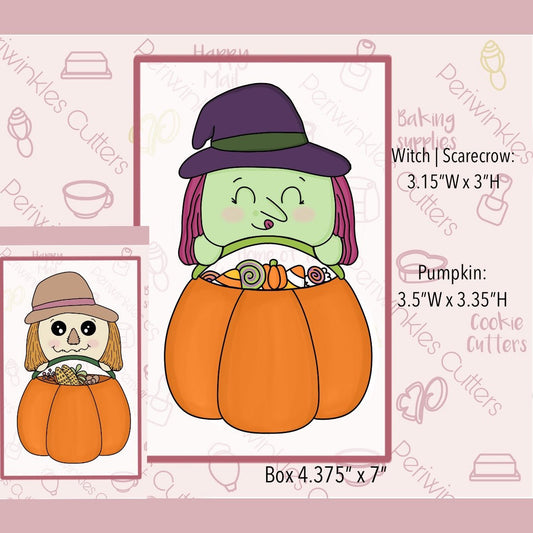 Witch Pumpkin Set of 2 Cookie Cutter - Periwinkles Cutters